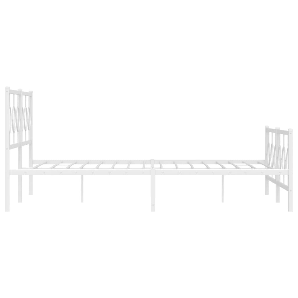 Metal Bed Frame without Mattress with Footboard White 180x200cm