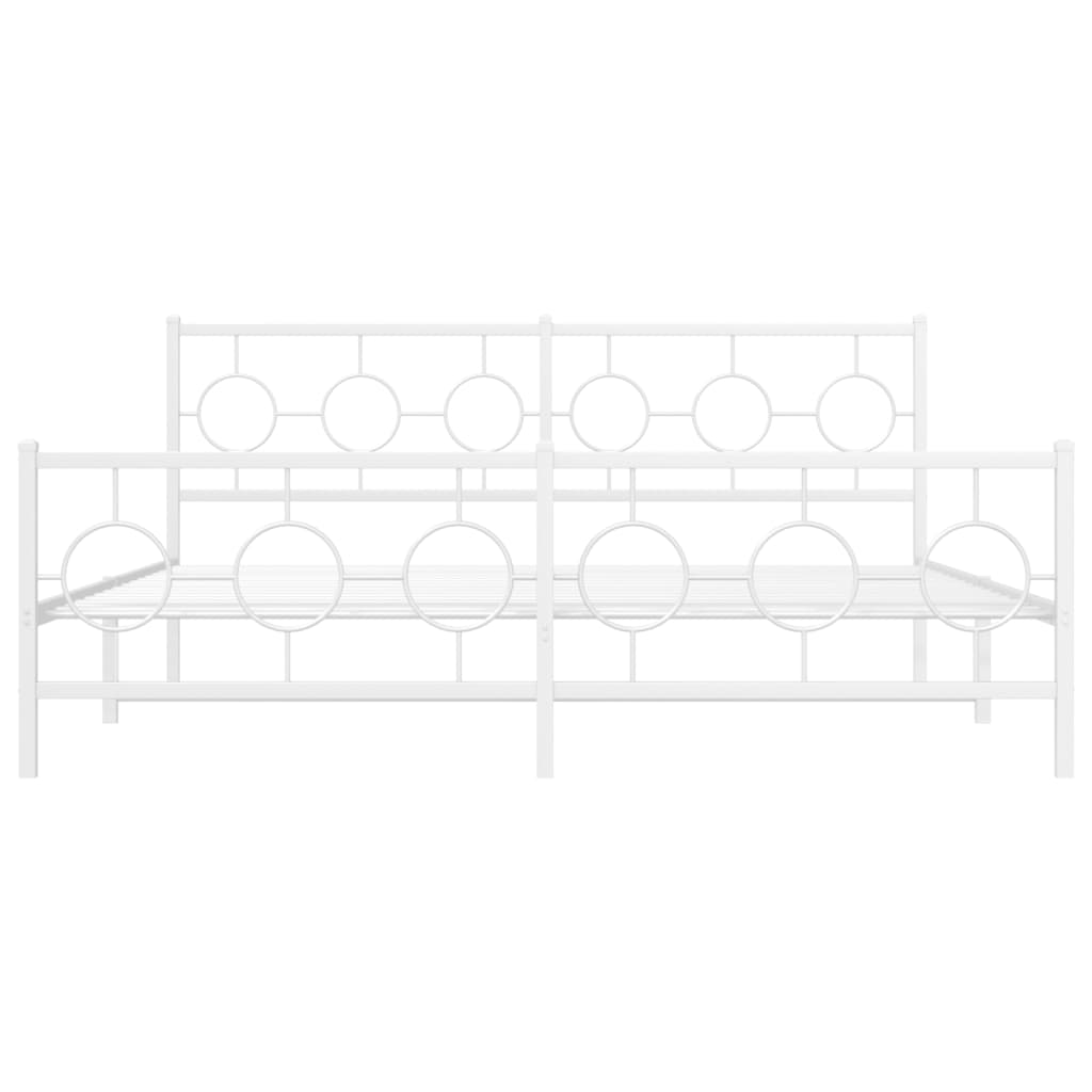 Metal Bed Frame without Mattress with Footboard White 183x213cm