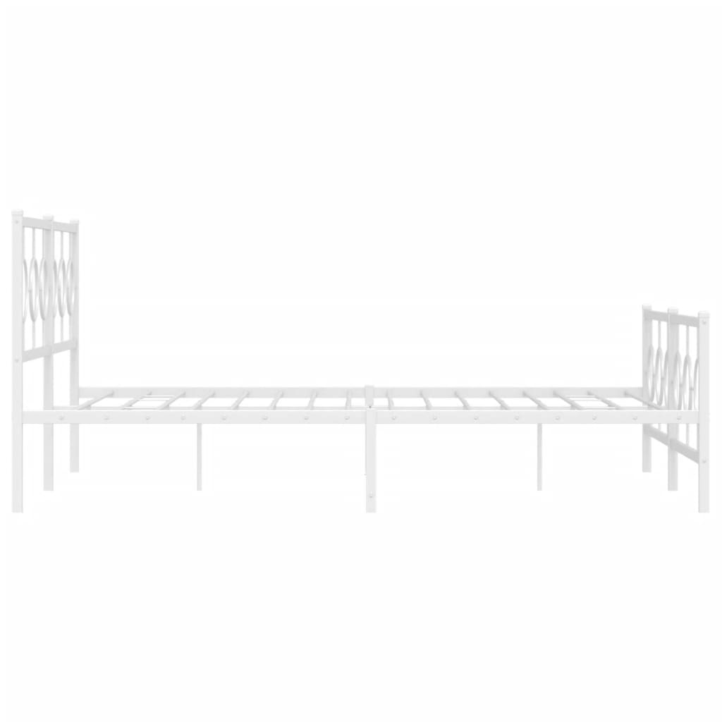 Metal Bed Frame without Mattress with Footboard White 183x213cm