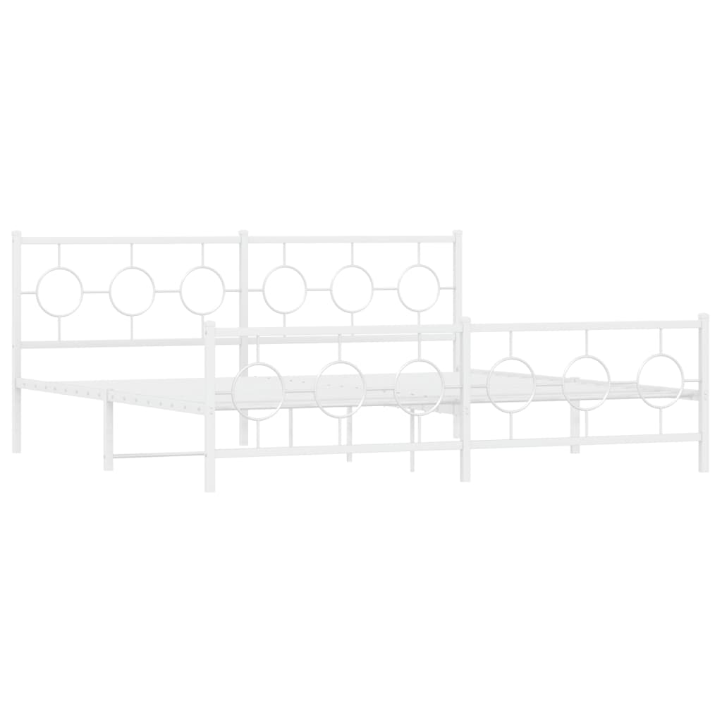 Metal Bed Frame without Mattress with Footboard White 193x203cm