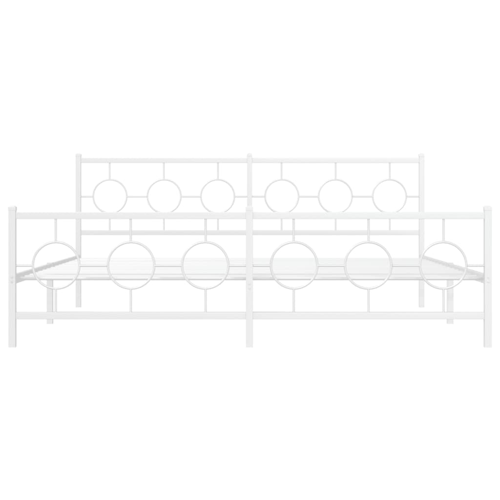 Metal Bed Frame without Mattress with Footboard White 193x203cm