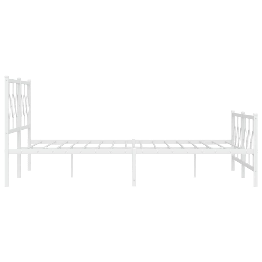 Metal Bed Frame without Mattress with Footboard White 193x203cm