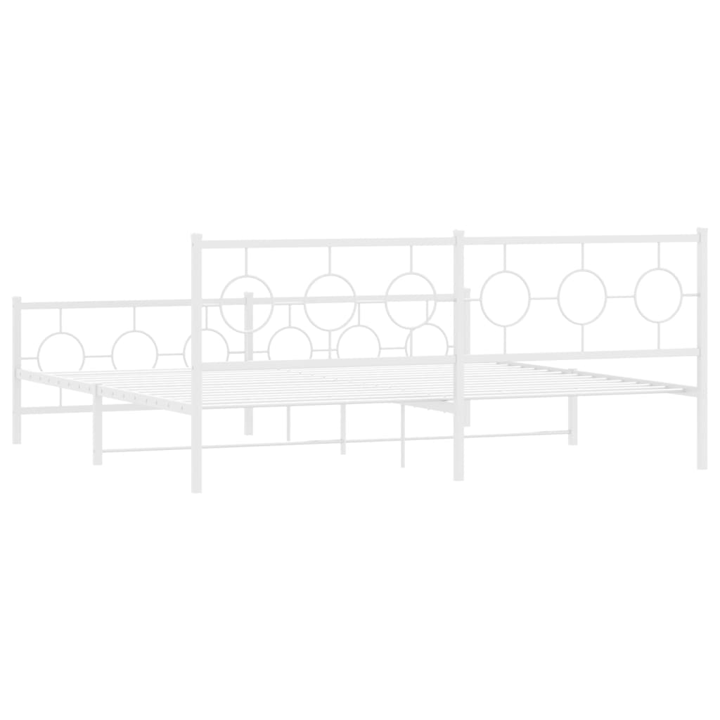 Metal Bed Frame without Mattress with Footboard White 193x203cm