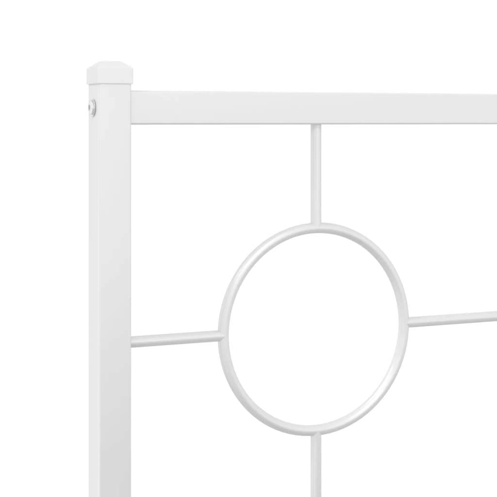Metal Bed Frame without Mattress with Footboard White 193x203cm