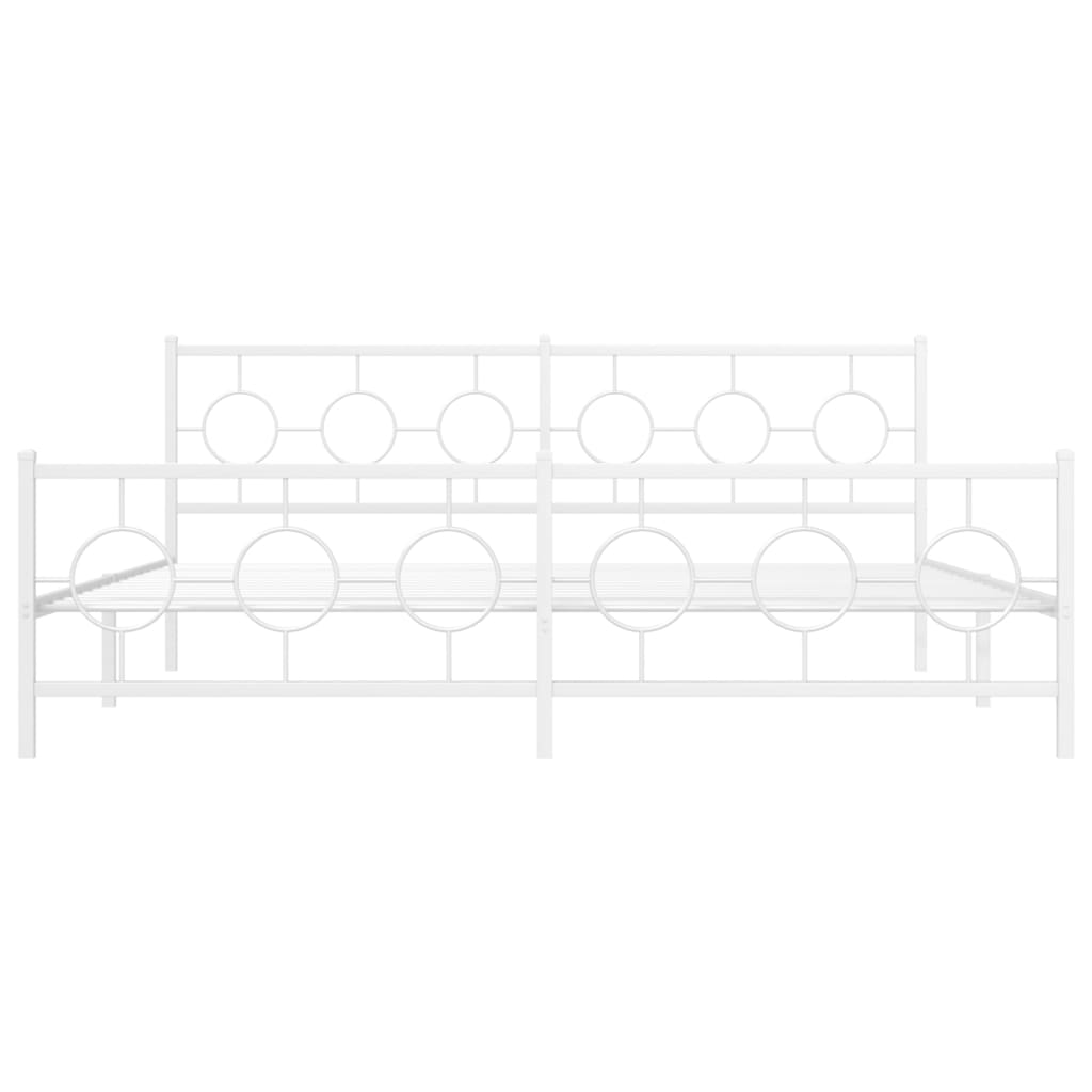 Metal Bed Frame without Mattress with Footboard White 200x200cm