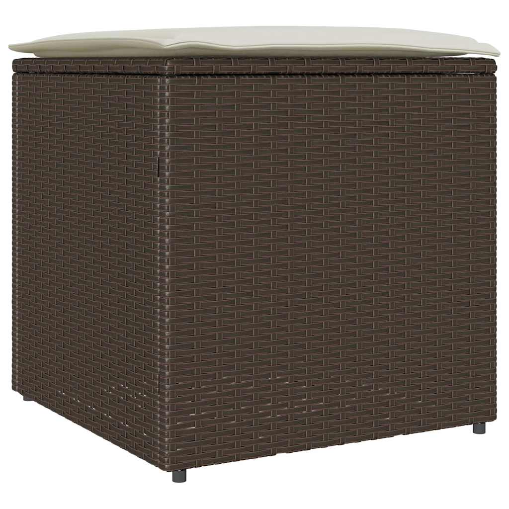 Cushion Box with Storage Brown 50 x 50 x 50 cm Poly Rattan