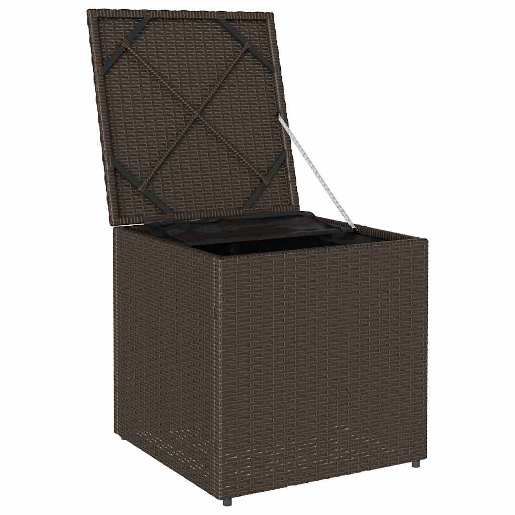 Cushion Box with Storage Brown 50 x 50 x 50 cm Poly Rattan