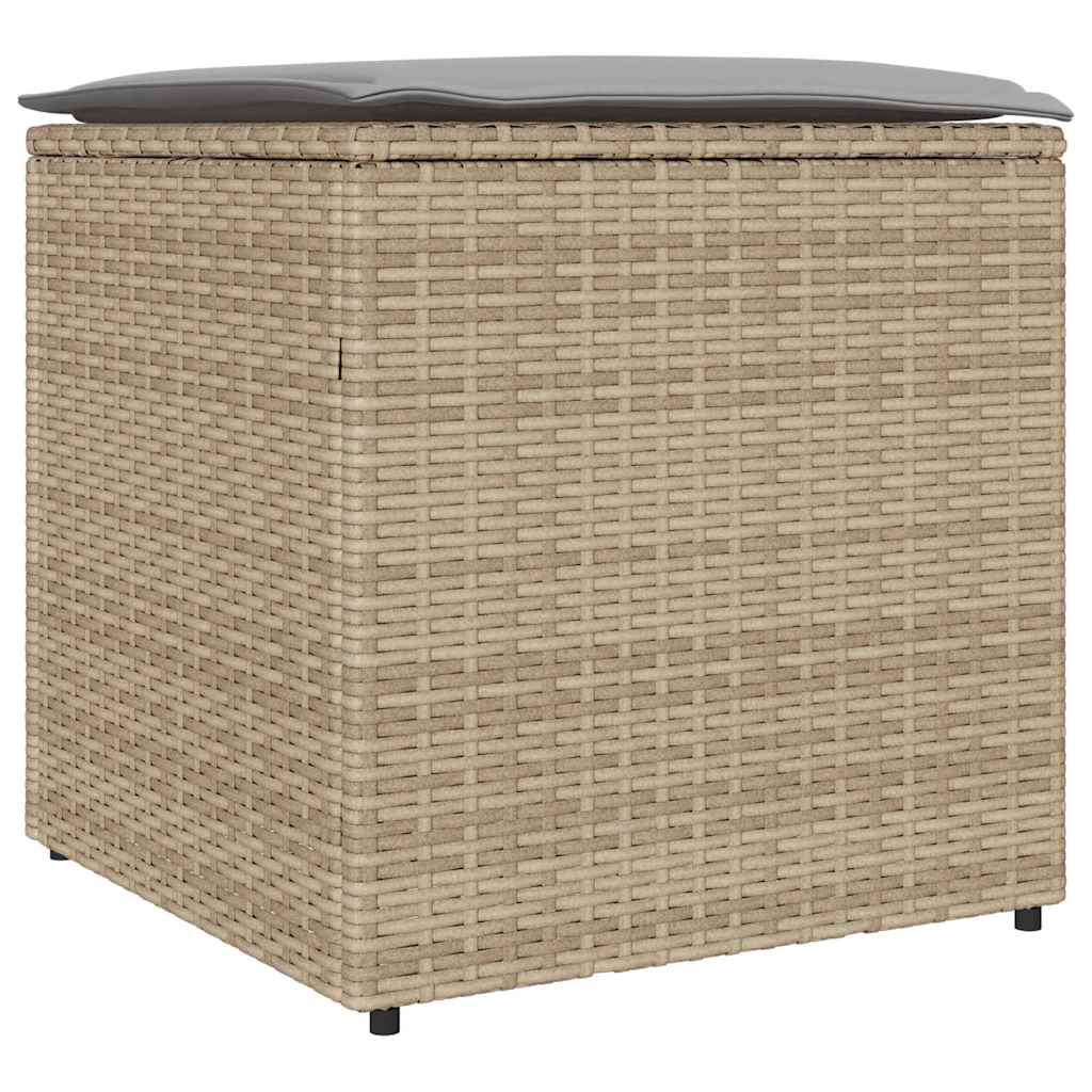 Cushion Box with Storage Beige 50 x 50 x 50 cm Poly Rattan