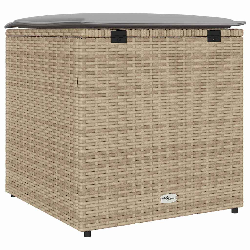Cushion Box with Storage Beige 50 x 50 x 50 cm Poly Rattan