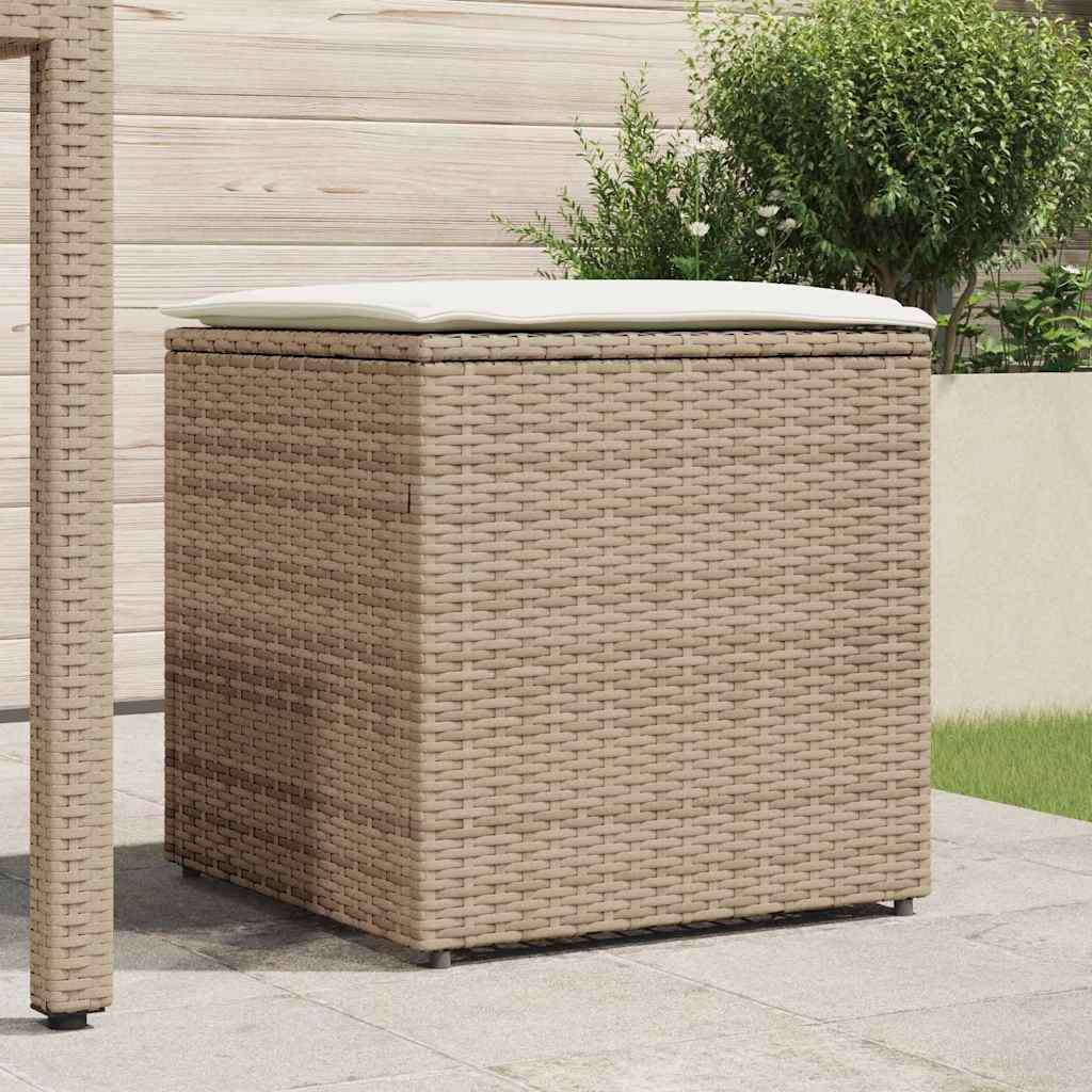 Cushion Box with Storage Beige 50 x 50 x 50 cm Poly Rattan