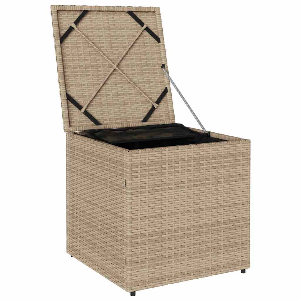 Cushion Box with Storage Beige 50 x 50 x 50 cm Poly Rattan