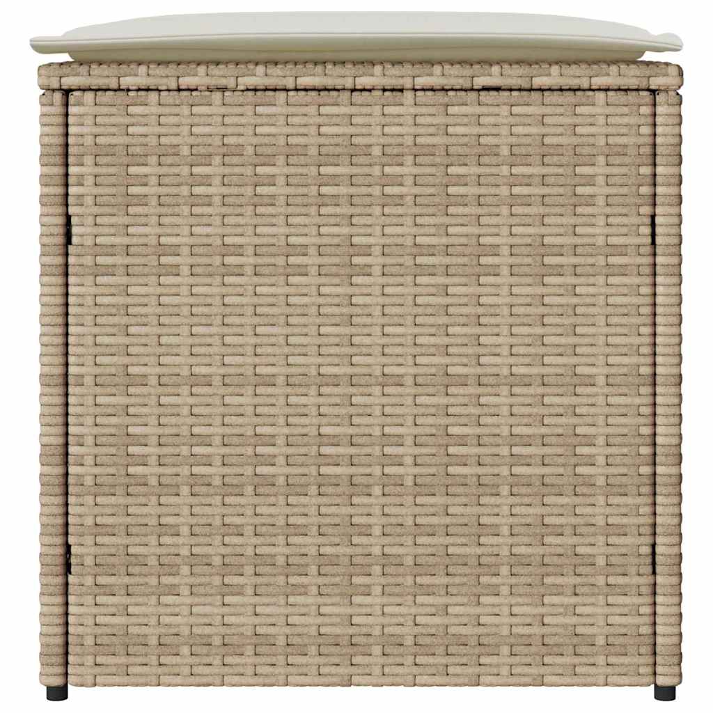 Cushion Box with Storage Beige 50 x 50 x 50 cm Poly Rattan