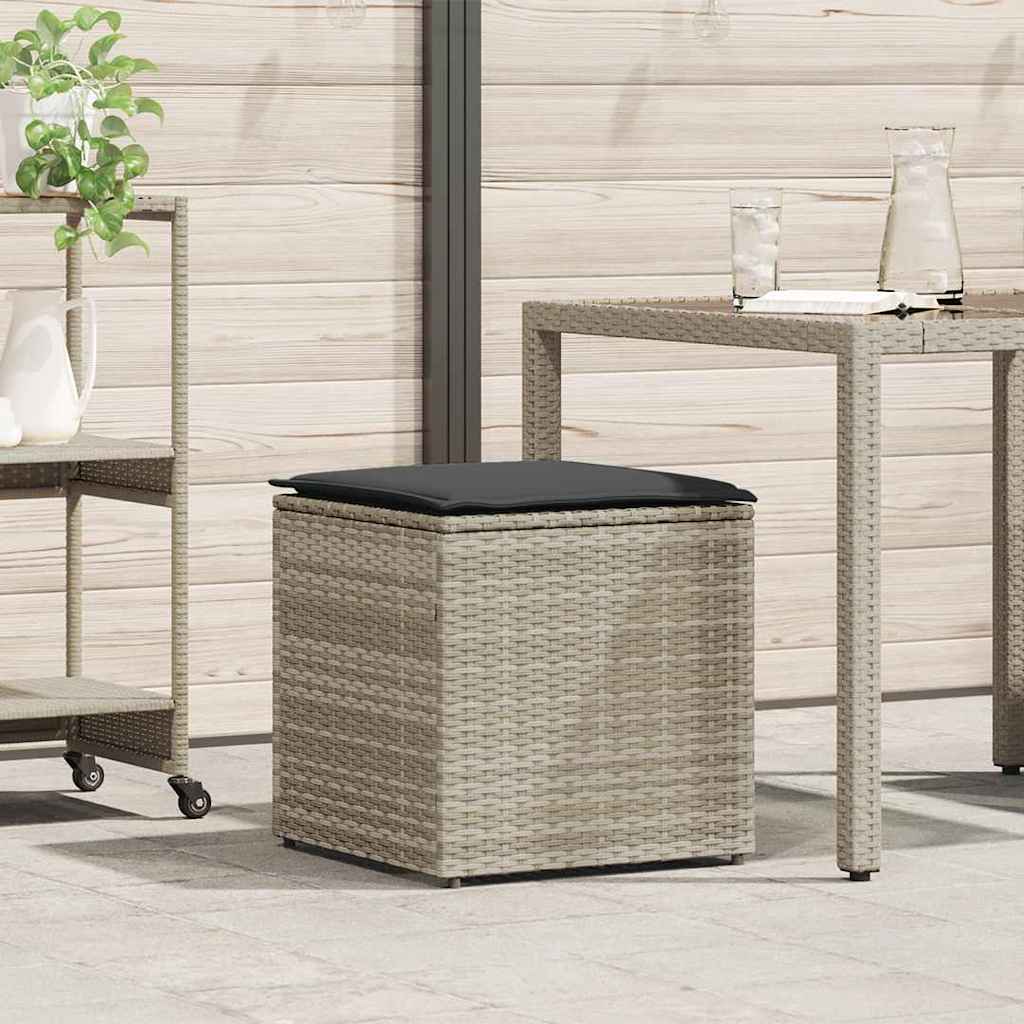 Cushion Box with Storage Light grey 50 x 50 x 50 cm Poly Rattan