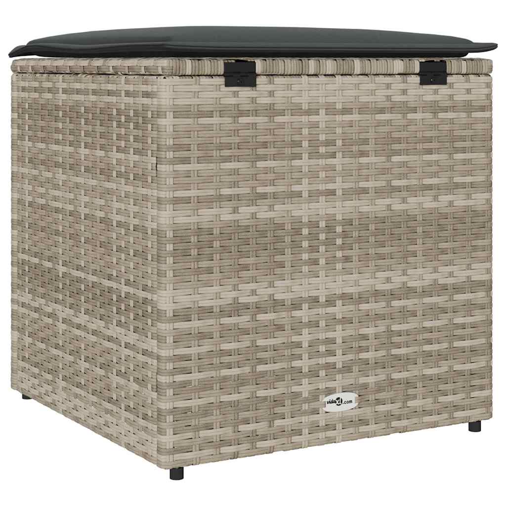 Cushion Box with Storage Light grey 50 x 50 x 50 cm Poly Rattan