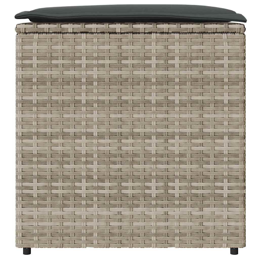 Cushion Box with Storage Light grey 50 x 50 x 50 cm Poly Rattan