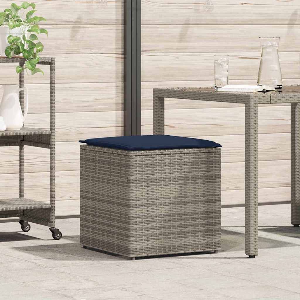 Cushion Box with Storage Grey 50 x 50 x 50 cm Poly Rattan