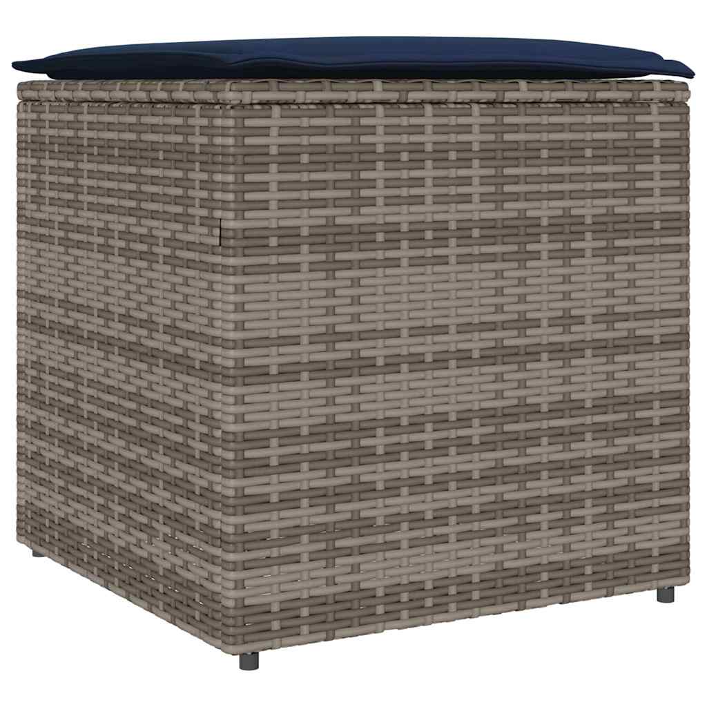 Cushion Box with Storage Grey 50 x 50 x 50 cm Poly Rattan