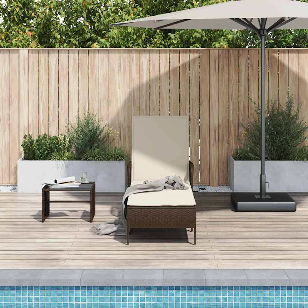 Sun lounger Reclining Brown 157 x 55 x 92cm Poly Rattan