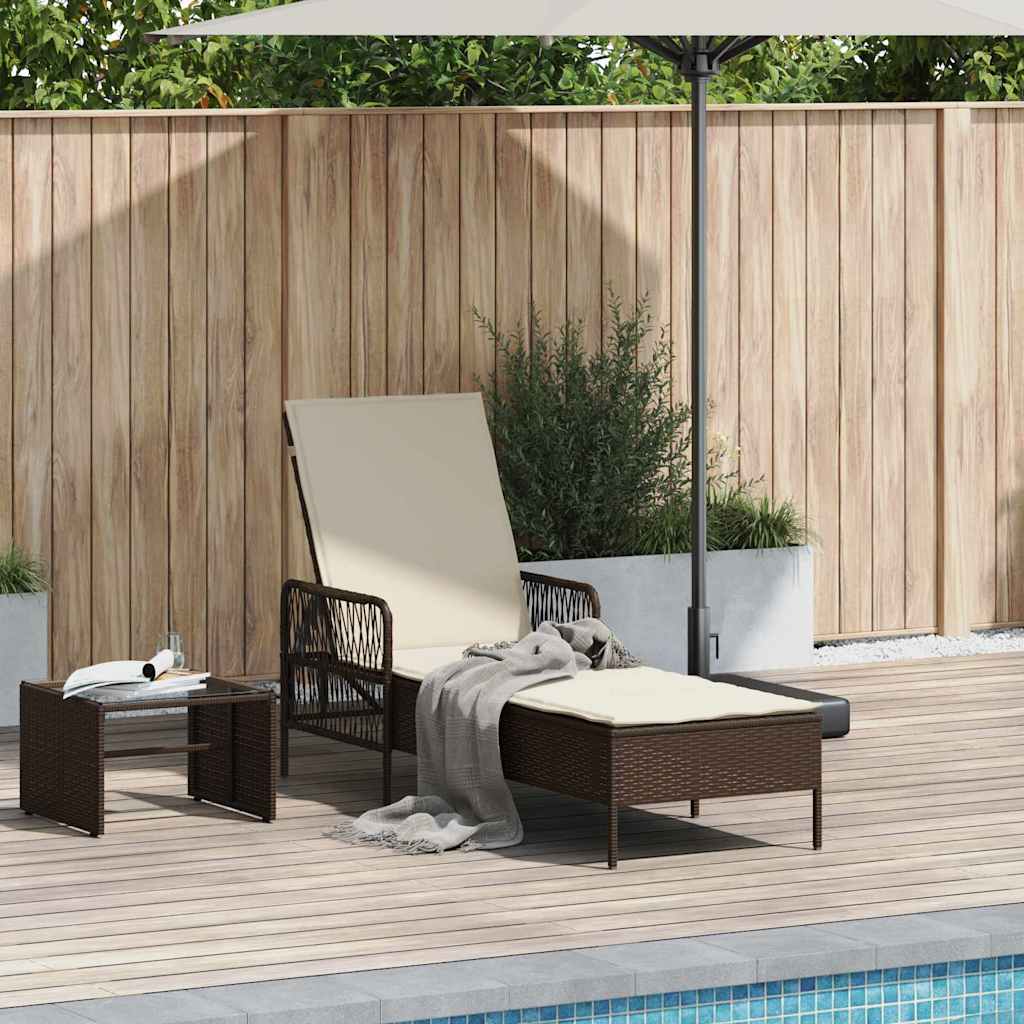 Sun lounger Reclining Brown 157 x 55 x 92cm Poly Rattan