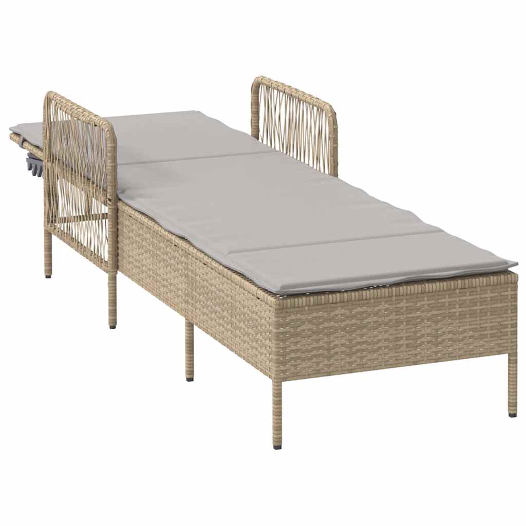 Sun lounger Reclining Beige 157 x 55 x 92cm Poly Rattan