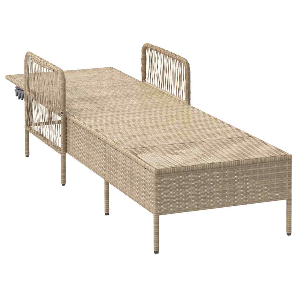 Sun lounger Reclining Beige 157 x 55 x 92cm Poly Rattan
