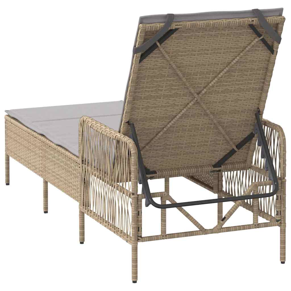 Sun lounger Reclining Beige 157 x 55 x 92cm Poly Rattan