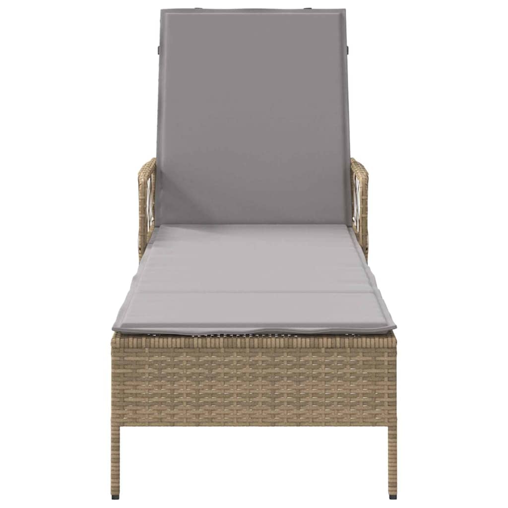 Sun lounger Reclining Beige 157 x 55 x 92cm Poly Rattan