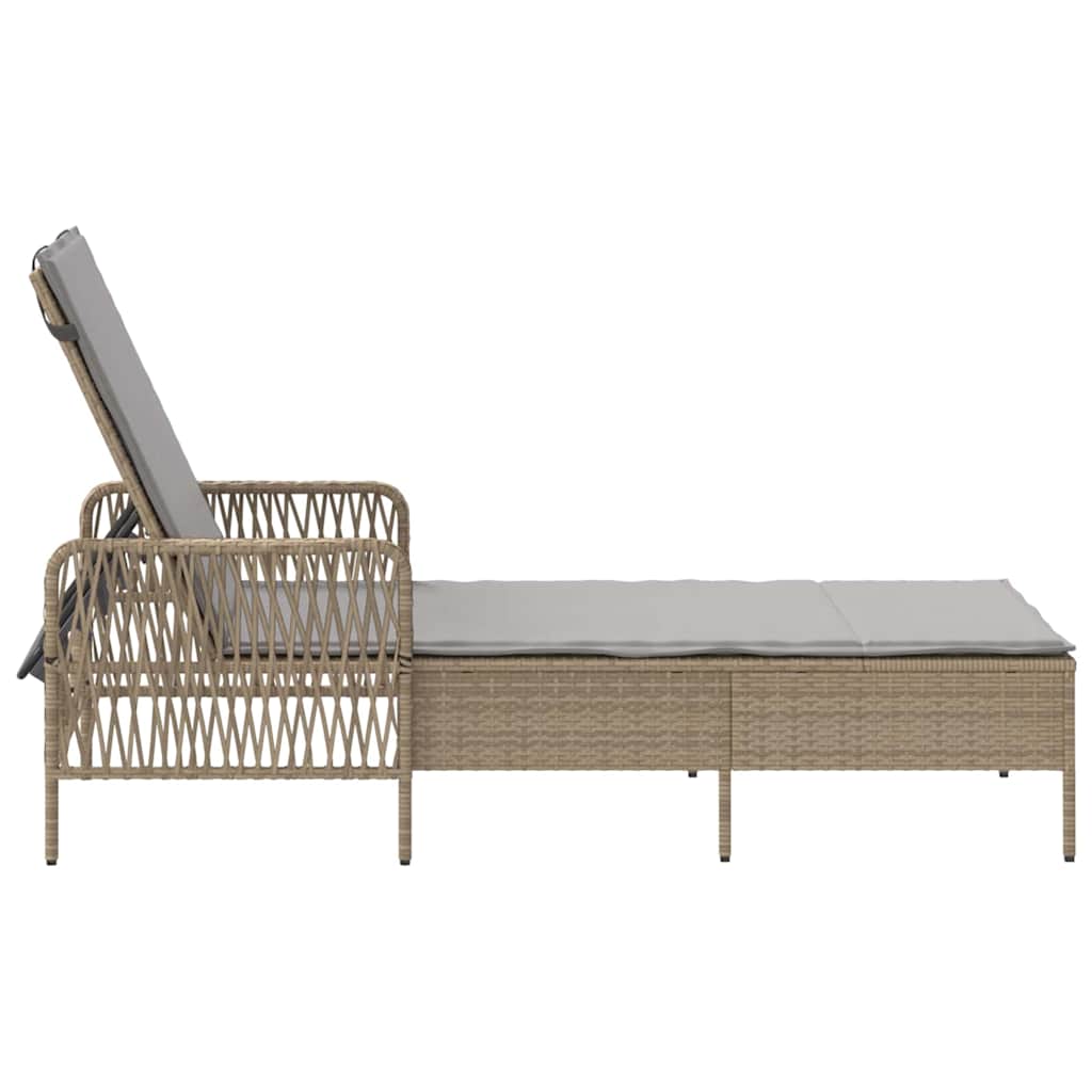 Sun lounger Reclining Beige 157 x 55 x 92cm Poly Rattan