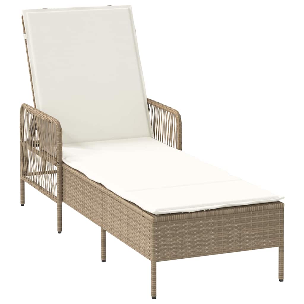 Sun lounger Reclining Beige 157 x 55 x 92cm Poly Rattan