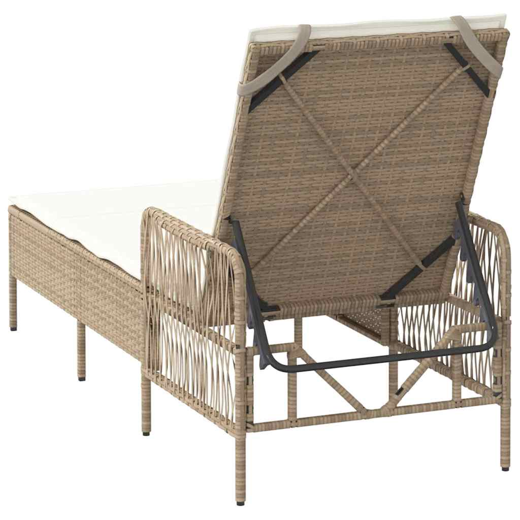Sun lounger Reclining Beige 157 x 55 x 92cm Poly Rattan