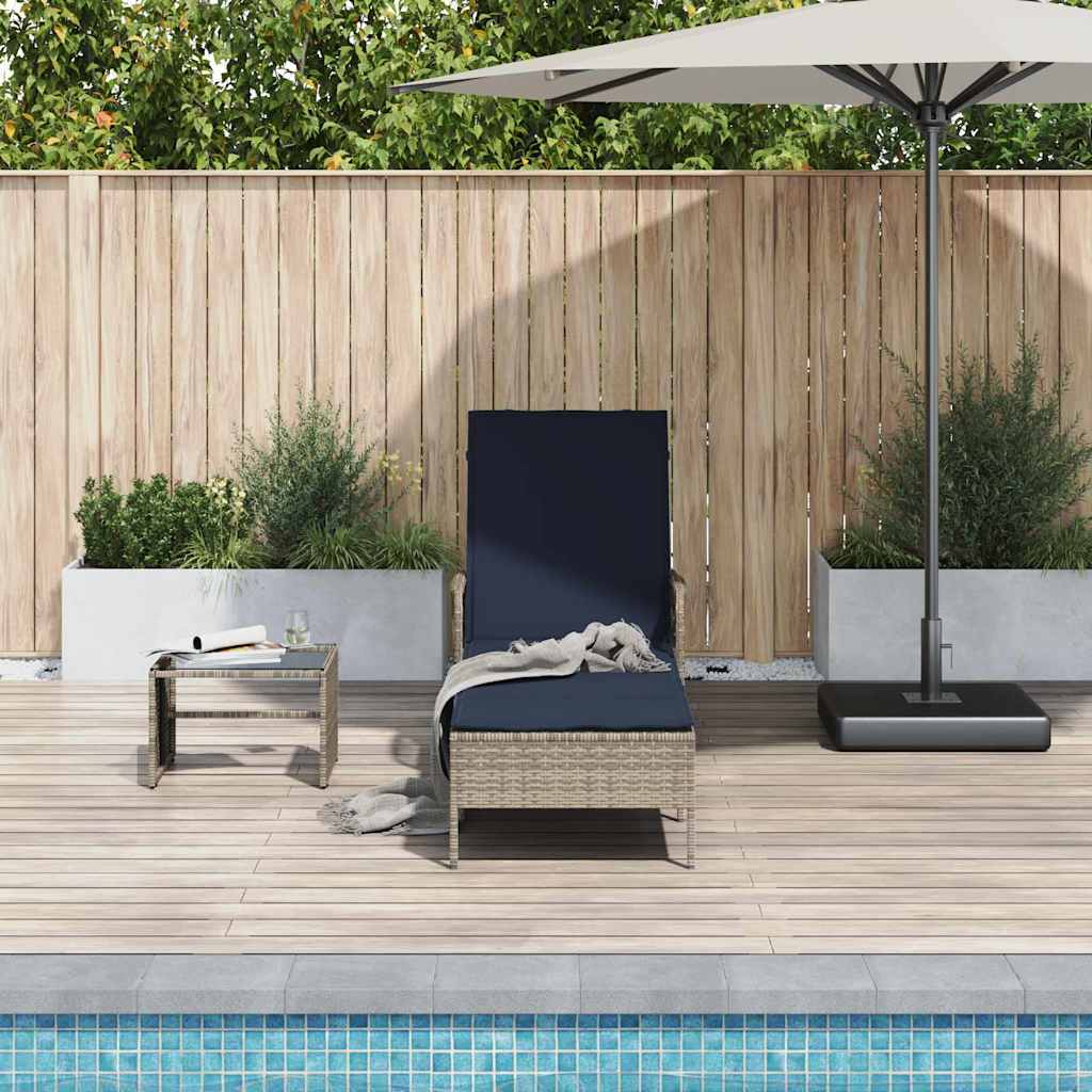 Sun lounger Reclining 1-person Grey 157 x 55 x 92cm Poly Rattan