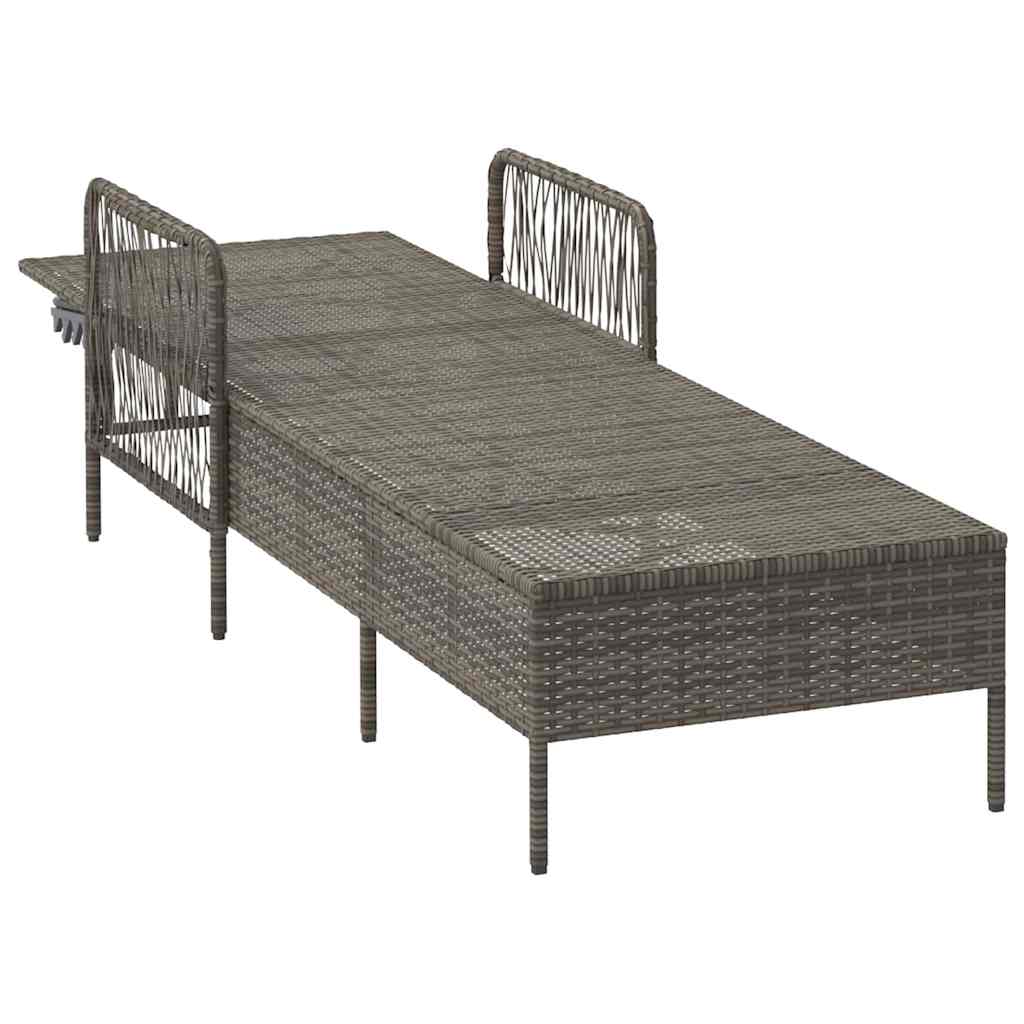 Sun lounger Reclining 1-person Grey 157 x 55 x 92cm Poly Rattan