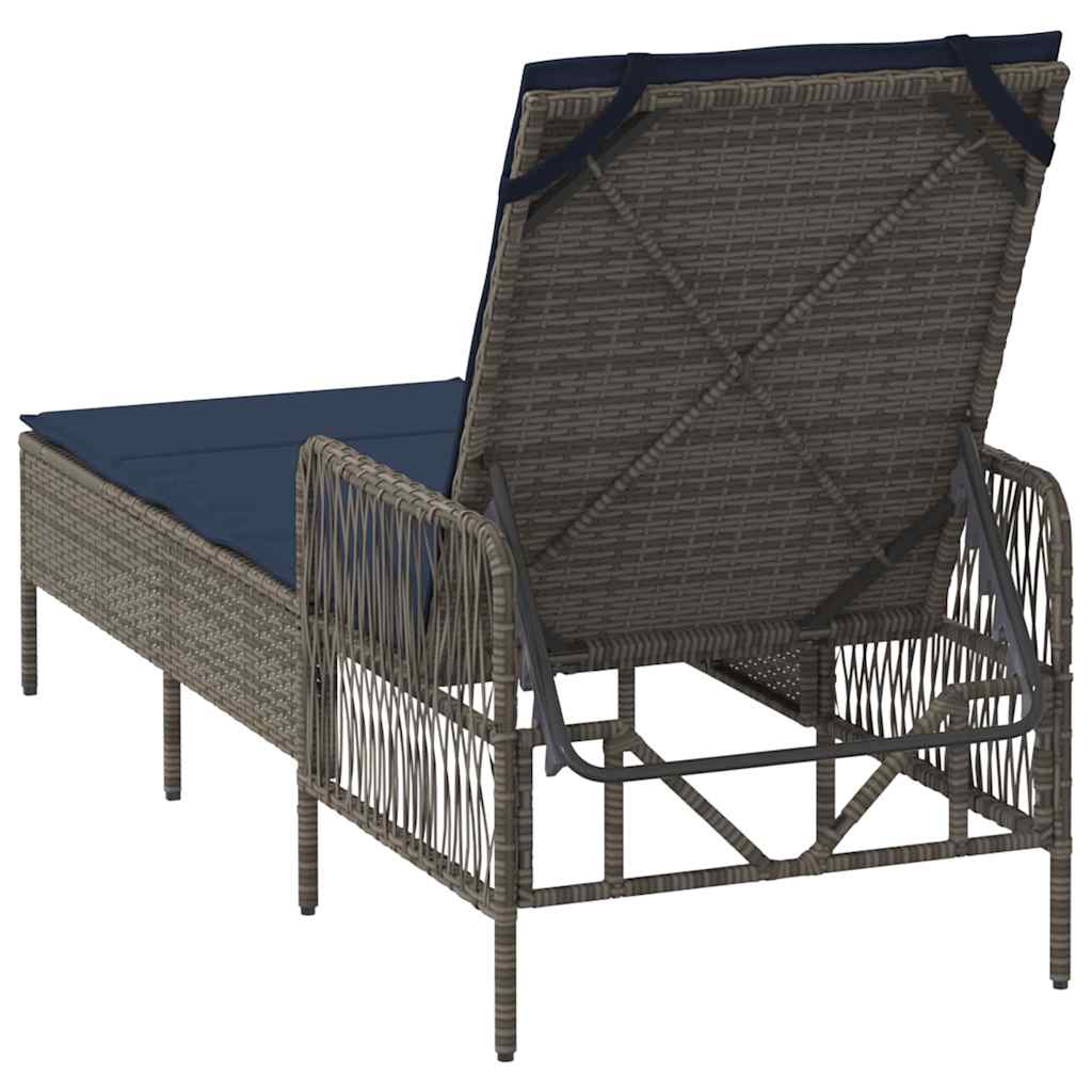 Sun lounger Reclining 1-person Grey 157 x 55 x 92cm Poly Rattan