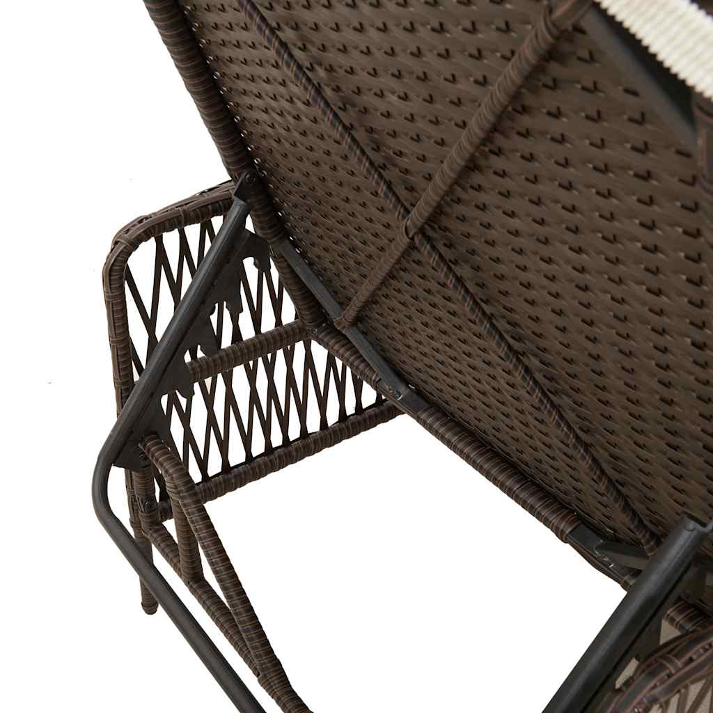Sun lounger Reclining 2 pcs Brown 35 x 35 x 32cm Poly Rattan