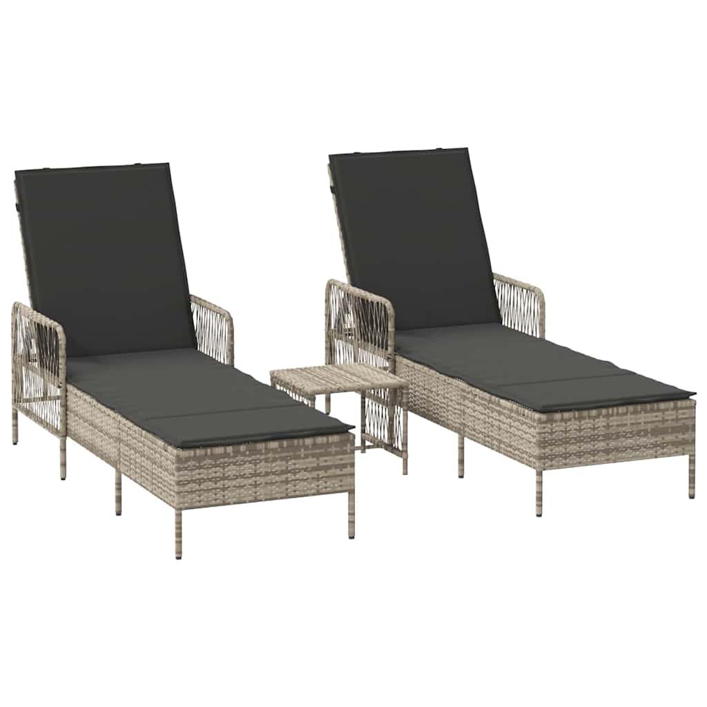 Sun lounger 2 pcs Light Grey 35 x 35 x 32cm Poly Rattan
