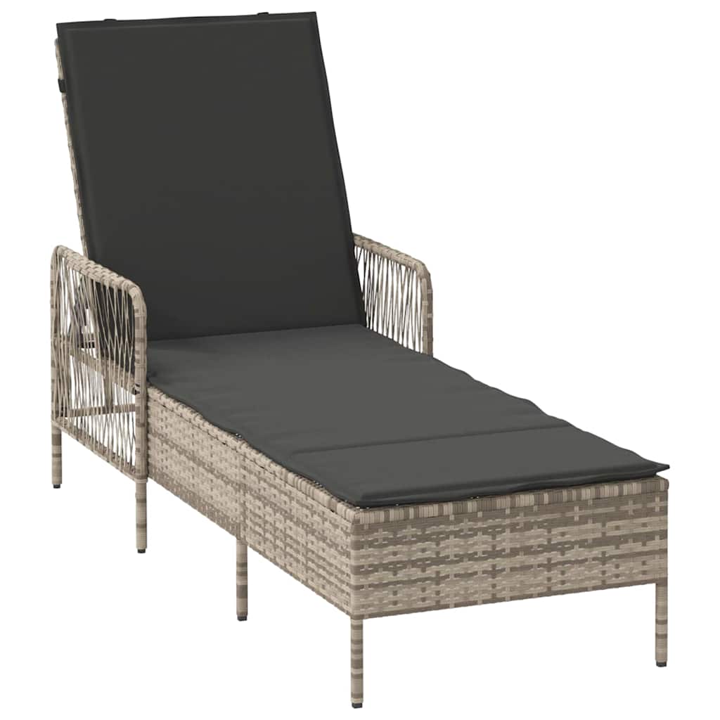 Sun lounger 2 pcs Light Grey 35 x 35 x 32cm Poly Rattan