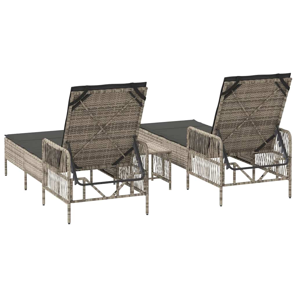 Sun lounger 2 pcs Light Grey 35 x 35 x 32cm Poly Rattan