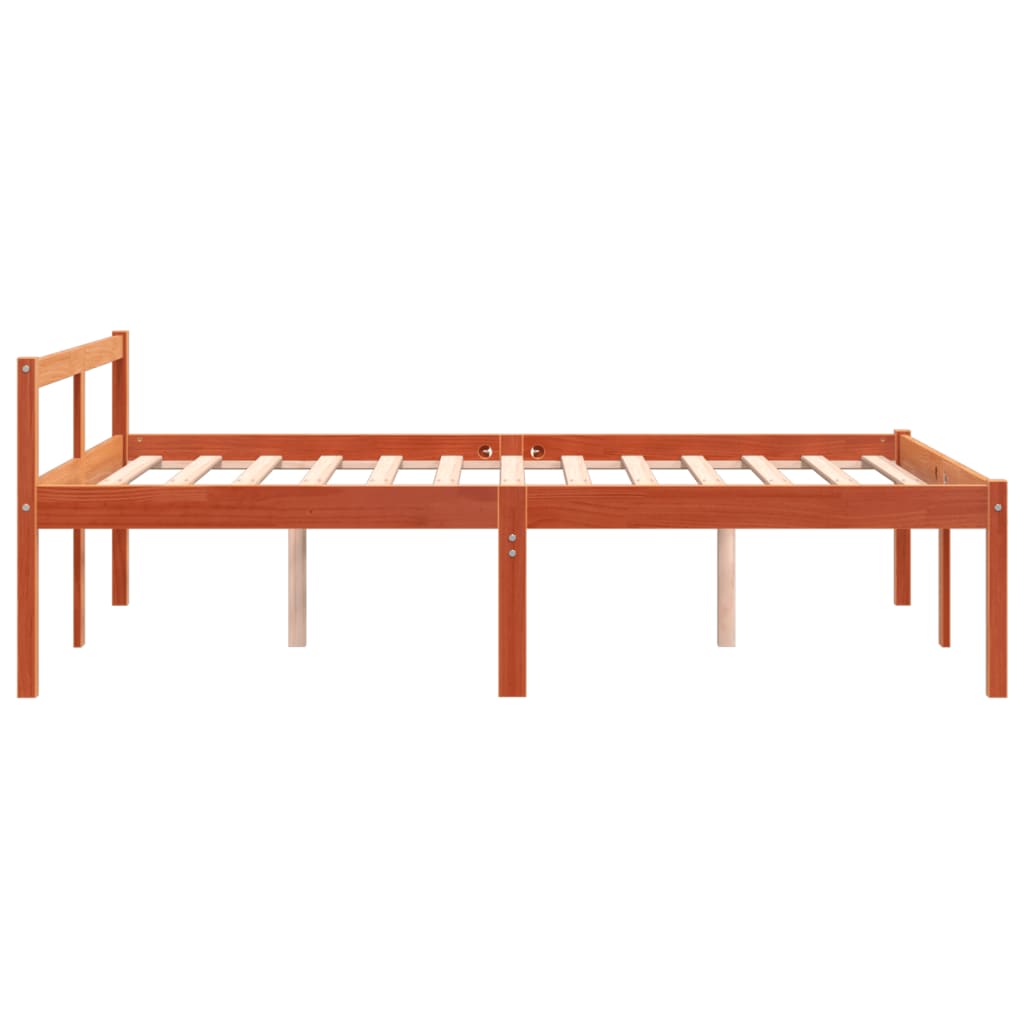 Senior Bed without Mattress Wax Brown 135x190 cm Double Solid Wood Pine