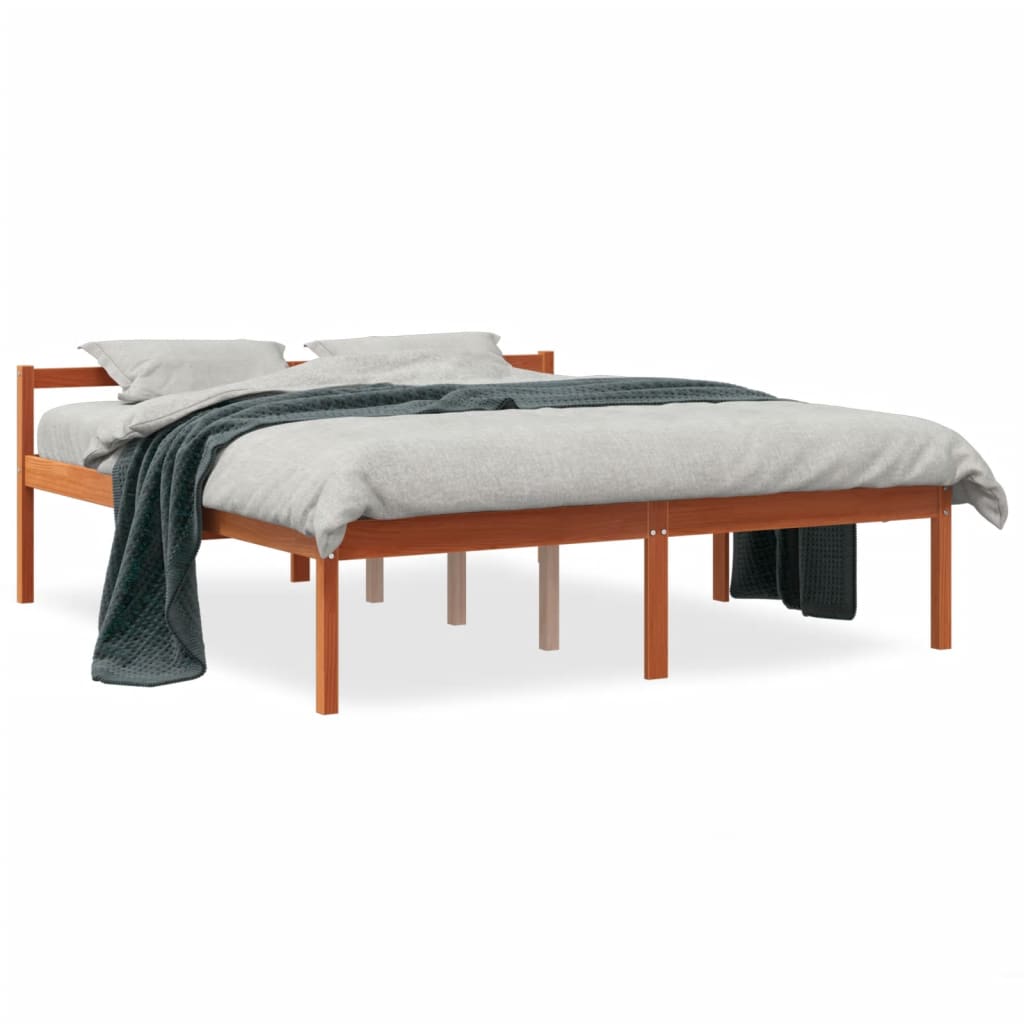 Senior Bed without Mattress Wax Brown 160x200 cm Solid Wood Pine