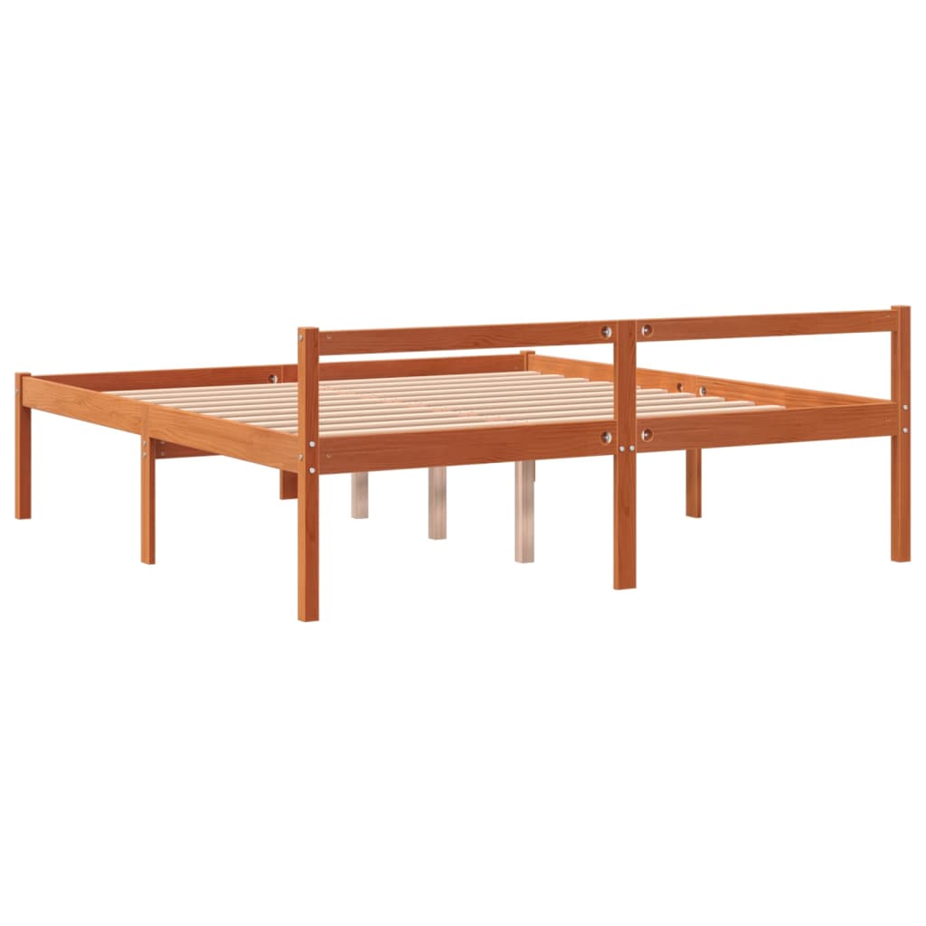 Senior Bed without Mattress Wax Brown 160x200 cm Solid Wood Pine