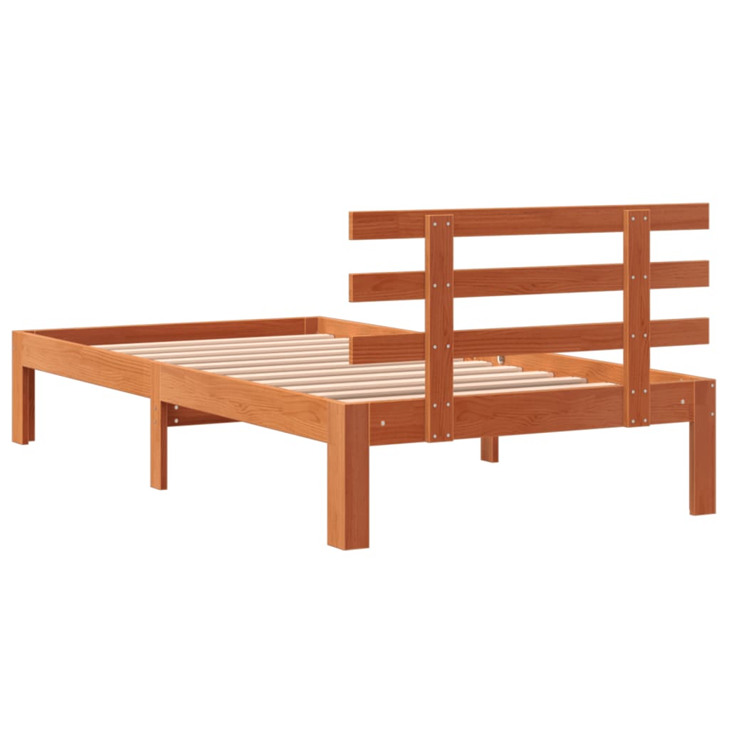 Bed Frame without Mattress Wax Brown 75x190 cm Small Single Solid Wood Pine