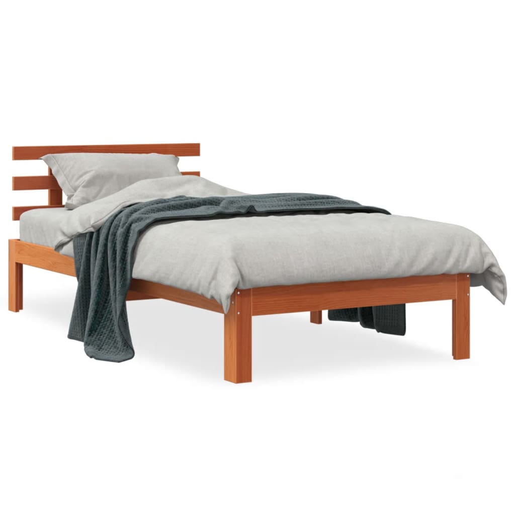 Bed Frame without Mattress Wax Brown 90x190 cm Single Solid Wood Pine