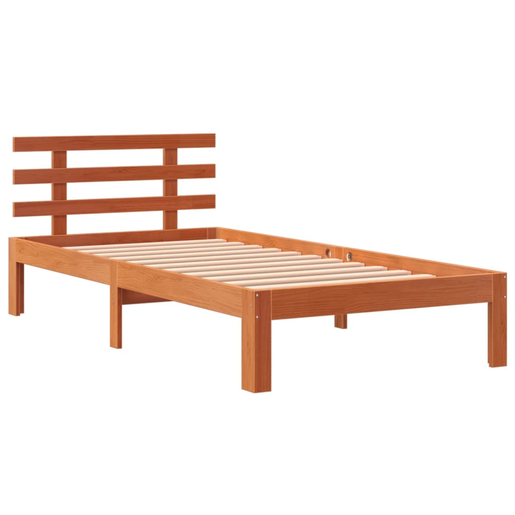 Bed Frame without Mattress Wax Brown 90x190 cm Single Solid Wood Pine