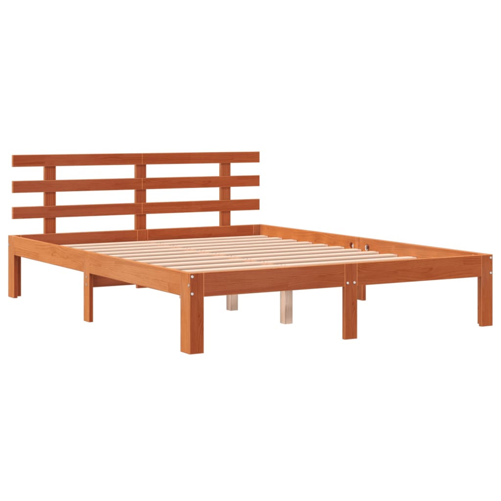 Bed Frame without Mattress Wax Brown 140x190 cm Solid Wood Pine