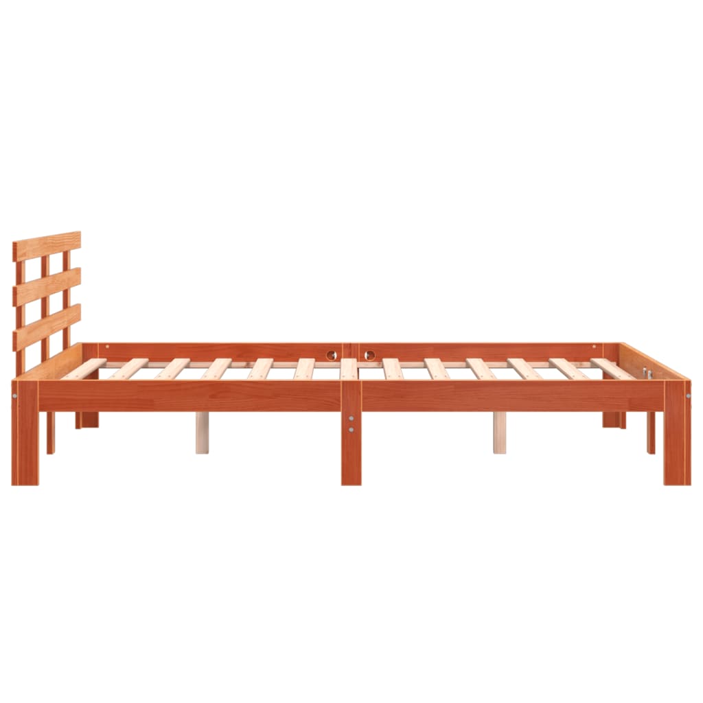 Bed Frame without Mattress Wax Brown 140x190 cm Solid Wood Pine
