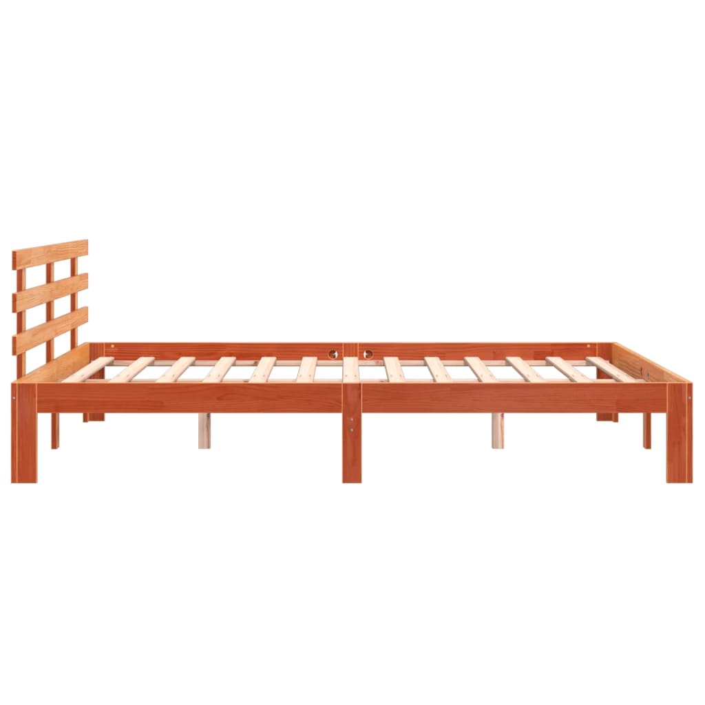Bed Frame without Mattress Wax Brown 150x200 cm King Size Solid Wood Pine