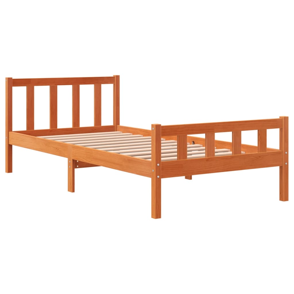 Bed Frame without Mattress Wax Brown 75x190 cm Small Single Solid Wood Pine