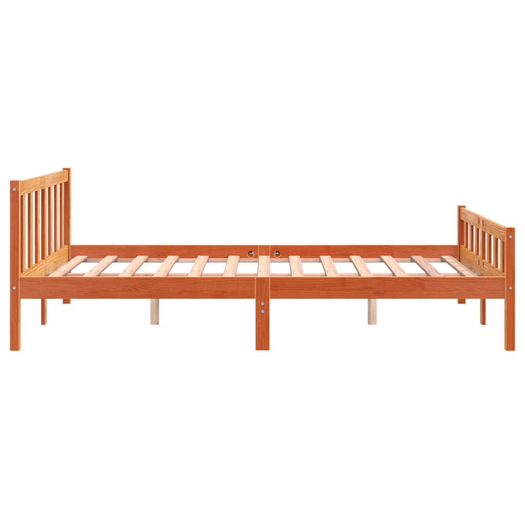 Bed Frame without Mattress Wax Brown 150x200 cm King Size Solid Wood Pine