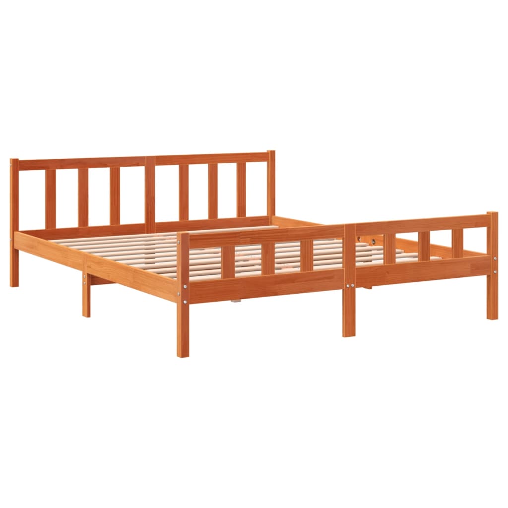 Bed Frame without Mattress Wax Brown 160x200 cm Solid Wood Pine