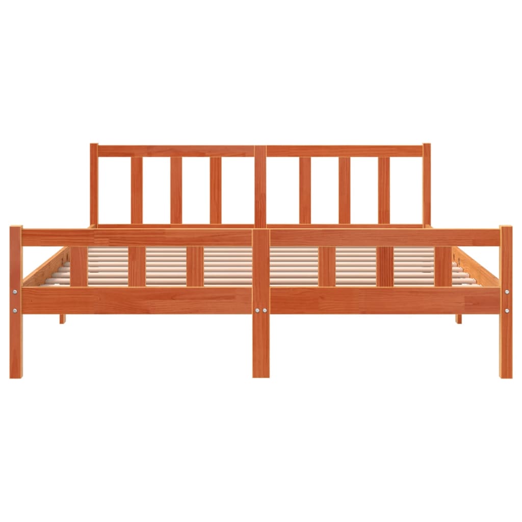 Bed Frame without Mattress Wax Brown 160x200 cm Solid Wood Pine